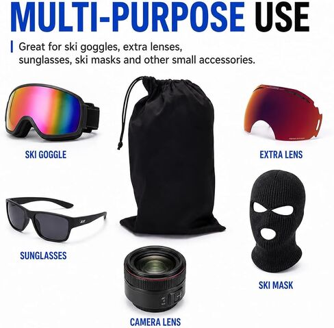 Ski Goggle Bag, Protection Bags for Snow Goggles Ski Mask, Soft Micro-Fiber Protective Storage Case Sleeve, 4PCS in Kuwait