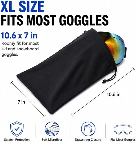 Ski Goggle Bag, Protection Bags for Snow Goggles Ski Mask, Soft Micro-Fiber Protective Storage Case Sleeve, 4PCS in Kuwait