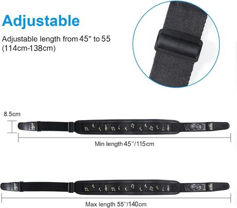BigDeer Bass Guitar Strap for Heavy Bass and Guitars with 3.35" Wide 3D Sponge Filling & Neoprene Material Decompression Adjustable Length from 50" to 60" ，Bass Guitar Strap with 3 Guitar Picks Holder in Kuwait