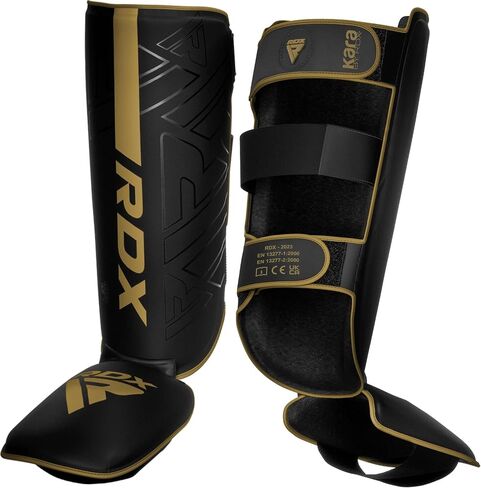 RDX Shin Guards for Kickboxing, Muay Thai and Training Pads, Maya Hide Leather Kara Instep Foam Protection, Leg Foot Protector for Martial Arts, Sparring, BJJ and Boxing Gear in Kuwait