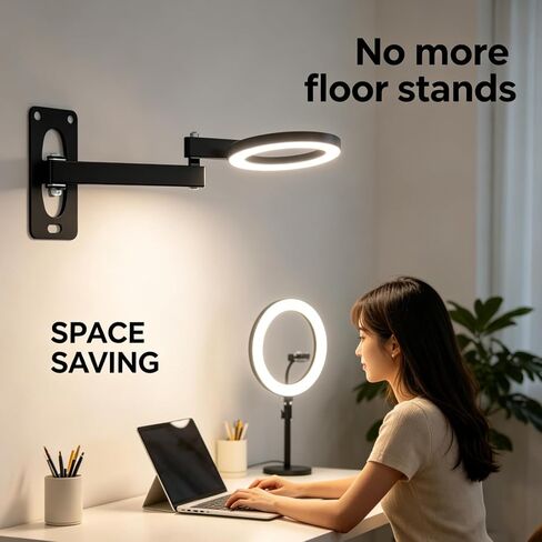 Wall Mounting Boom Arm Holder: Fold Extend Adjustable Long Bracket,Heavy Duty Wall Mount,for Photography Strobe Light Monolight, Softbox,Ring Light,for Live Broadcast(1/4" Screw) in Kuwait