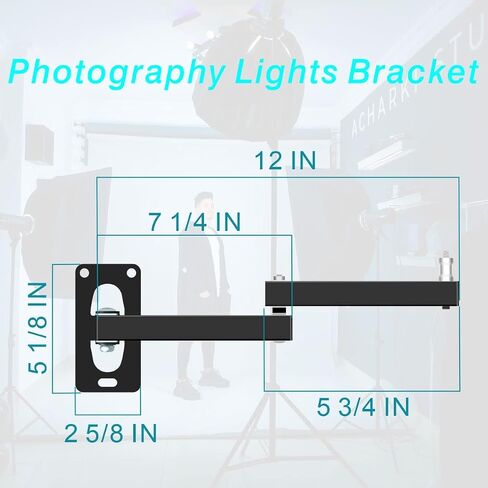 Wall Mounting Boom Arm Holder: Fold Extend Adjustable Long Bracket,Heavy Duty Wall Mount,for Photography Strobe Light Monolight, Softbox,Ring Light,for Live Broadcast(1/4" Screw) in Kuwait