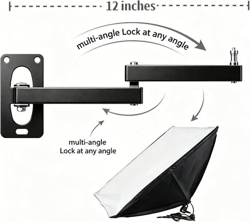 Wall Mounting Boom Arm Holder: Fold Extend Adjustable Long Bracket,Heavy Duty Wall Mount,for Photography Strobe Light Monolight, Softbox,Ring Light,for Live Broadcast(1/4" Screw) in Kuwait