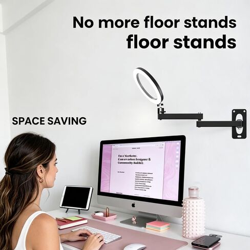 Wall Mounting Boom Arm Holder: Fold Extend Adjustable Long Bracket,Heavy Duty Wall Mount,for Photography Strobe Light Monolight, Softbox,Ring Light,for Live Broadcast(1/4" Screw) in Kuwait