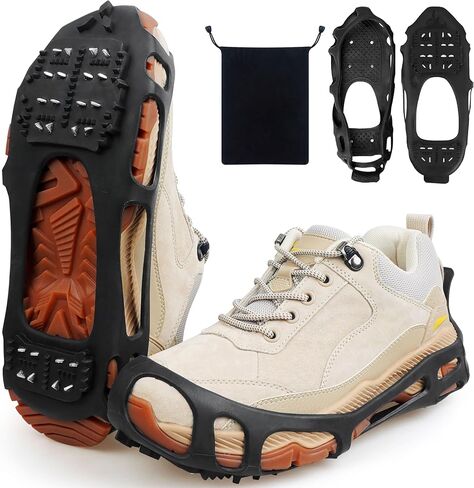 Ice Cleats Snow Traction Cleats Crampons for Walking on Snow and Ice 24 Steel Cleat for Boots Shoes Men Women Kids Anti Slip Stretch Footwear for Hiking Jogging in Kuwait