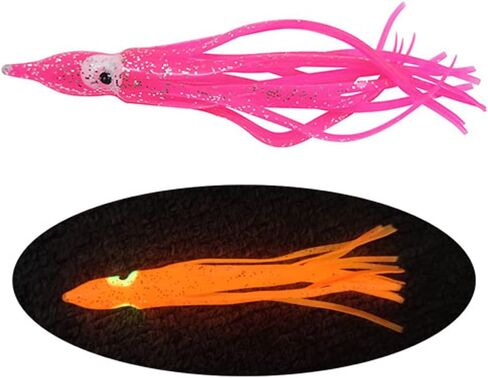 Squid Skirts Fishing Saltwater Glow Trolling Squid Swimbait Lures Luminous Octopus Skirts Soft Plastic Fishing Bait for Bass Salmon Trout 1.96in,3.54in,4.33in Pack of 20 in Kuwait