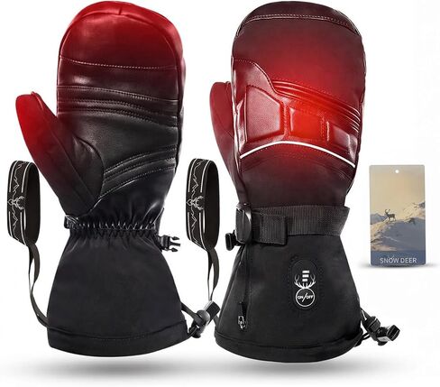 SNOW DEER Heated Mittens for Men and Women Waterproof Ski Gloves with Touchscreen 7.4V 2200mAh Battery Gloves Electric Rechargeable Thermal Mittens for Hands Warm in Kuwait