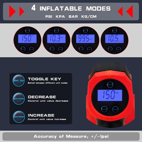 Tire Inflator for Milwaukee M18 Battery Auto Portable Air Compressor Pump with LCD Screen Fixed Value Setting for Car, Motorcycles, Bikes, Balls (No Battery) in Kuwait