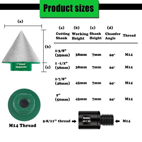 Mgtgbao 35mm Black Diamond Beveling Chamfer Bit, 1-3/8" Diamond Countersink Drill Bits with M14 Thread for enlarging, polishing and Bevelling Granite Marble Tiles The exsit Holes Enlarging Polishing in Kuwait