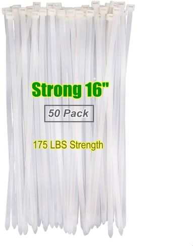 Heavy Duty 16 Inch Black Cable Ties, Strong MRO Industrial Zip ties 175 Pounds Strength, Outdoor Garden Tools Plants Ties, Indoor Wire Management (16",80 KG Strength,50 Pieces) in Kuwait