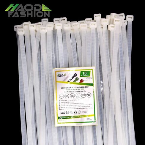 Heavy Duty 16 Inch Black Cable Ties, Strong MRO Industrial Zip ties 175 Pounds Strength, Outdoor Garden Tools Plants Ties, Indoor Wire Management (16",80 KG Strength,50 Pieces) in Kuwait