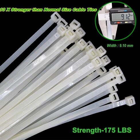 Heavy Duty 16 Inch Black Cable Ties, Strong MRO Industrial Zip ties 175 Pounds Strength, Outdoor Garden Tools Plants Ties, Indoor Wire Management (16",80 KG Strength,50 Pieces) in Kuwait