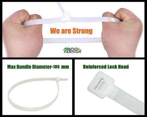 Heavy Duty 16 Inch Black Cable Ties, Strong MRO Industrial Zip ties 175 Pounds Strength, Outdoor Garden Tools Plants Ties, Indoor Wire Management (16",80 KG Strength,50 Pieces) in Kuwait