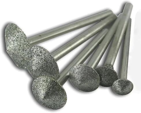 7 Pcs Umbrella Shape Diamond Burr Set, 1/8'' Shank Coarse Grit Diamond Mounted Grinding Point Stone Carving Bits for Rotary Tools includes Dremel (80#) in Kuwait