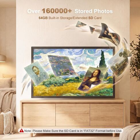Digital Photo Frame 10.1 Inch Digital Picture Frame - Dual-WiFi Smart Photo Frame, 32GB, Full Functions, Easily Share Photos Videos via App Email, Unlimited Cloud Storage, Gift for Family & Friends in Kuwait