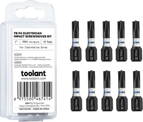 toolant TB-Fit Electrician Impact Screwdriver Bit Set, 5pcs FPH2 (PH2-SL6) 4 Inch Long Electrician Screwdriver Bit, 1/4" Hex-Shank S2 Steel Hex Bits Set, CNC Machined Tips with Magnetism in Kuwait