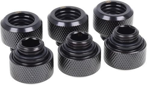 Alphacool 17377 Eiszapfen 13mm HardTube Compression Fitting G1/4 - knurled - deep Black Sixpack Water Cooling Fittings in Kuwait