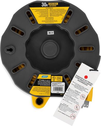 Camco Power Grip 30-Foot Extension Cord Reel with USB Charging Ports | Provides an Extended Length to Power Your Equipment and Devices | Features Multiple Built-in Power Outlets (55290) in Kuwait