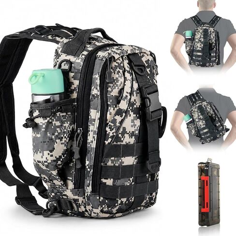 Aertiavty Compact Fishing Tackle Bag, Fishing Bag with Tackle Box and Rod Holder Outdoor Sport Fishing Backpack in Kuwait