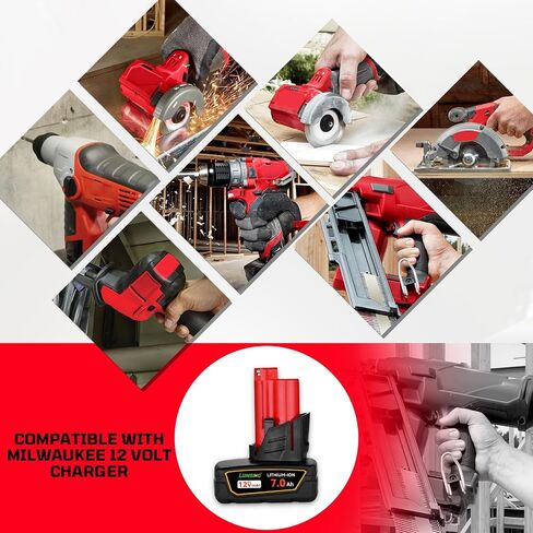 2Pack Replacement for Milwaukee M-12 Battery 7.0Ah, Compatible with Milwaukee 12V Battery, Cordless Tool Batteries 48-11-2420 48-11-2401 48-11-2402 48-11-2440 in Kuwait