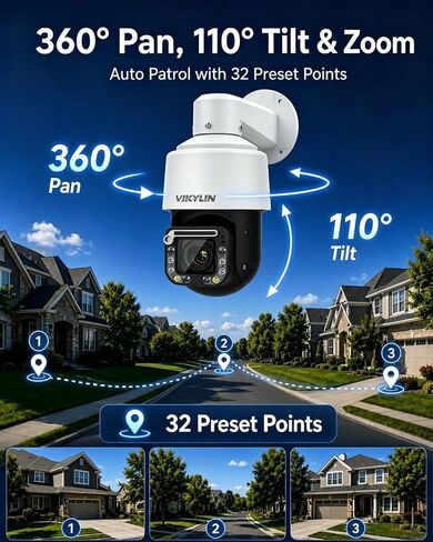 VIKYLIN 5MP Bullet PoE IP Camera,Security IP Camera Outdoor Indoor,Full Color F1.0 Super-Aperture,Smart Motion Detection, SD Card Slot(up to 256GB) 2.8mm Lens,IP67,Compatible for Hikvision in Kuwait