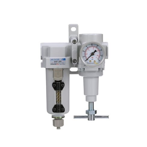 PneumaticPlus SAU320T-N03G-MEP Air Filter Regulator Combo 3/8" NPT -T-Handle, Manual Drain, Metal Bowl in Kuwait