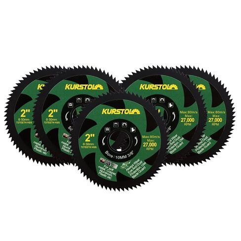 2" HSS Circular Saw Blade - 5pcs 2"(50mm) 72T Cutting Disc for Mini Angle Grinder with Arbor 3/8"(10mm) Copper Aluminum Metal Non-Ferrous Sheet Metal Wood Plastic in Kuwait