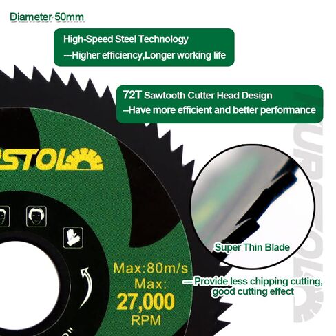 2" HSS Circular Saw Blade - 5pcs 2"(50mm) 72T Cutting Disc for Mini Angle Grinder with Arbor 3/8"(10mm) Copper Aluminum Metal Non-Ferrous Sheet Metal Wood Plastic in Kuwait