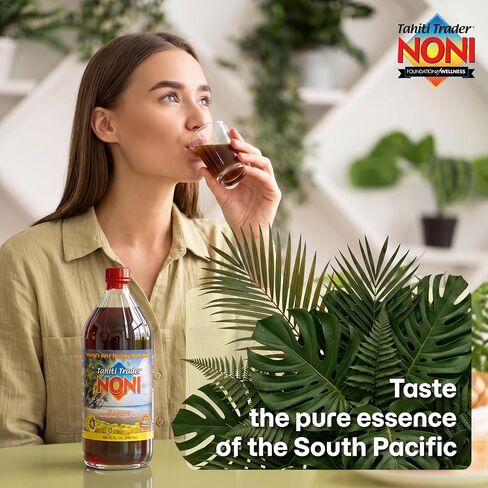 Tahiti Trader Island Style High Potency Noni Juice - Pure Noni Fruit Juice Fermented to Vinegar - Organic Antioxidant Superfood Juice Supporting Energy & Body Health - (32oz, 2 Pack) in Kuwait