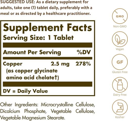 Solgar Chelated Copper Tablets, 100 Count in Kuwait