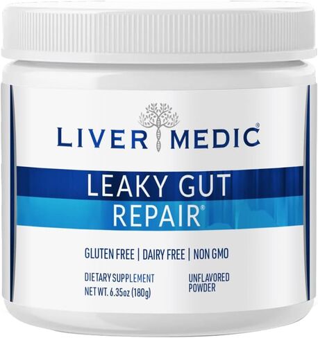 Liver Medic Leaky Gut Repair, L-Glutamine Powder, Soothes Gut Issues; Bloating, IBS, GERD, Gluten-Free Gut Health Supplements. Women & Men (Unflavored) 180g in Kuwait