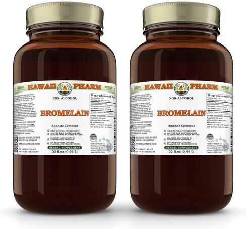 HawaiiPharm Bromelain Alcohol-Free Liquid Extract, Bromelain (Ananas Comosus) Dried Powder Glycerite Natural Herbal Supplement 2 oz in Kuwait