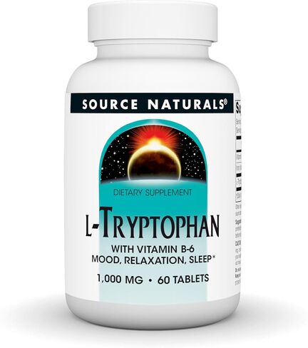 Source Naturals L-Tryptophan with Vitamin B-6 1000 mg Support Mood, Relaxation And Sleep - 60 Tablets in Kuwait
