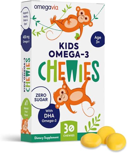 Omega 3 Gummies - Ultra-High DHA Chewable Gel Gummy - Omega 3 for Kids Supports Supports Brain & Eye Health - Sugar-Free Natural Fruit Flavor - Kids Omega 3 Fish Oil Gummies (1 Pack) in Kuwait