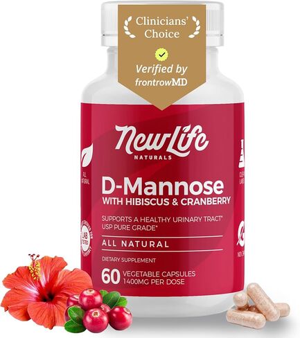 NewLife Naturals D Mannose Capsules Cranberry Supplement UTI Urinary Tract Infection 1000Mg Dmannose 60 Powder Capsules in Kuwait