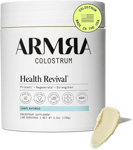 ARMRA Colostrum™ Premium Powder, Grass Fed, Gut Health Bloating Immunity Skin & Hair, Contains 400+ Bioactive Nutrients, Potent Bioavailable, Keto, Gluten & Fat Free (Unflavored | 120 Servings) in Kuwait