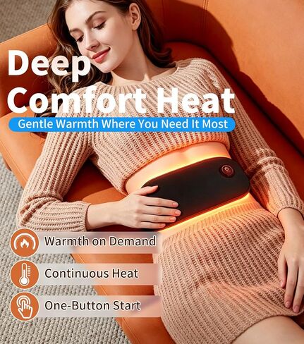 Portable Heating Pad Cordless Period Heating Pad for Cramps Menstrual Heat pad Electric Rechargeable Battery Included Black in Kuwait