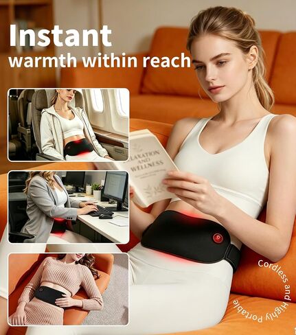 Portable Heating Pad Cordless Period Heating Pad for Cramps Menstrual Heat pad Electric Rechargeable Battery Included Black in Kuwait