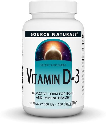 Source Naturals فيتامين د-3، يدعم صحة العظام والمناعة، 2000 وحدة دولية - 400 كبسولة in Kuwait