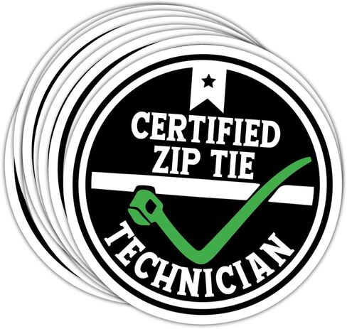 HOSALA (3Pcs/Pack) Certified Zip Tie Technician Sticker Funny Green Zip Stickers for Helmet Travel Luggage Laptop Water Bottles Phone Tablet Car- 3x4 Inch in Kuwait