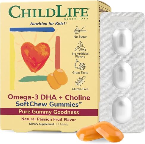 CHILDLIFE ESSENTIALS Healthy Vision SoftMelts - for Infants, Babies, Kids, Toddlers, Children, and Teenagers - Natural Berry Flavor - 27 Tablets in Kuwait