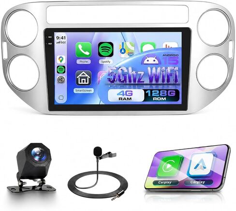 for Volkswagen Tiguan 2010 2011 2012 2013 2014 2015 Android Car Stereo 2+32G Support Wireless Carplay&Android Auto with 9 inch Touchscreen GPS Navigation Bluetooth USB WiFi FM/RDS Radio Backup Camera in Kuwait
