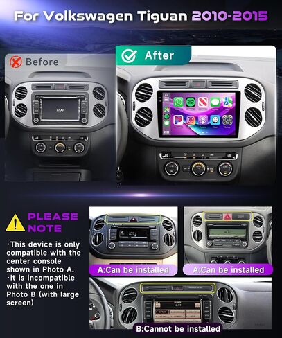 for Volkswagen Tiguan 2010 2011 2012 2013 2014 2015 Android Car Stereo 2+32G Support Wireless Carplay&Android Auto with 9 inch Touchscreen GPS Navigation Bluetooth USB WiFi FM/RDS Radio Backup Camera in Kuwait