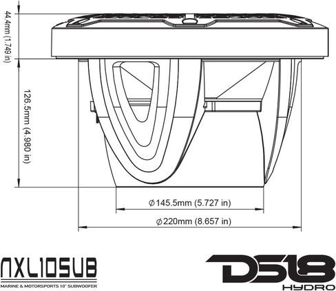 DS18 CF10SUB Black 10 Inch 10" Hydro Marine/ATV/UTV Weather Proof Subwoofer (with Integrated RGB Lights-600W Max/300W RMS) in Kuwait