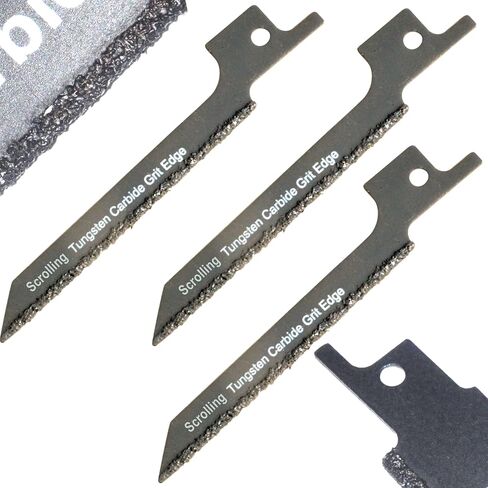 Reciprocating Saw Blades Carbide Scrolling, 3-Pack Tungsten Grit Scroll Blades for Radius Cuts in Drywall, Hardie Board and Fiberglass – 4" Long x 3/8" Wide in Kuwait