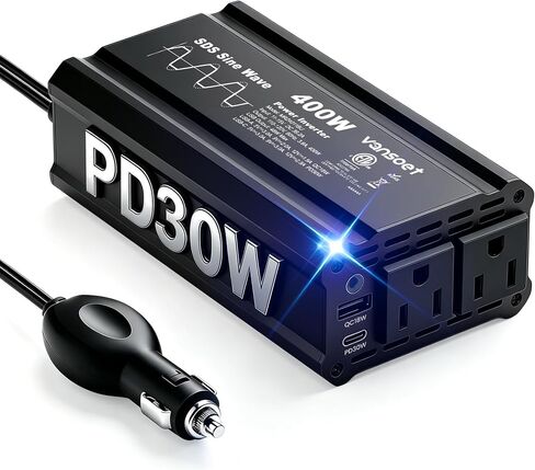 عاكس فانسوت 300 واط، عاكس طاقة السيارة مع 2 تيار متردد و3.4 أمبير USB مزدوج، محول مخرج السيارة لضاغط الهواء وأجهزة الكمبيوتر المحمولة in Kuwait