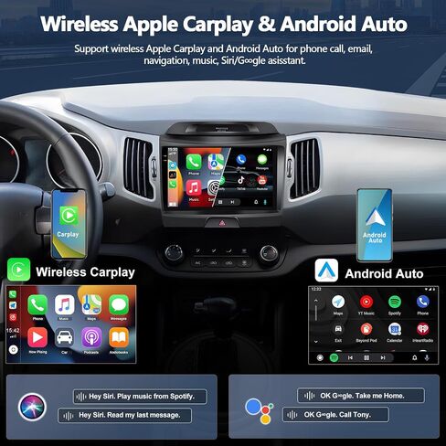 2+32G Android 11 Car Radio for Kia Sportage 2010-2016 with Carplay Android Auto, 9" HD Touchscreen Bluetooth with Navi RDS/FM BT WiFi+Rearview Camera in Kuwait