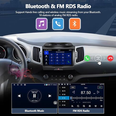 2+32G Android 11 Car Radio for Kia Sportage 2010-2016 with Carplay Android Auto, 9" HD Touchscreen Bluetooth with Navi RDS/FM BT WiFi+Rearview Camera in Kuwait