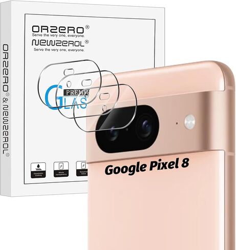 Orzero (3 Pack) Compatible for Google Pixel 8 Camera Lens Protector, Tempered Glass 2.5D Arc Edges 9H High Definition Anti-Scratch Bubble-Free (Lifetime Replacement) in Kuwait