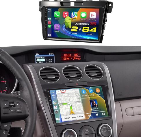 Roinvou 2+64G Android 13 CarPlay Stereo for 2006-2012 Mazda CX7, Built-in Wireless CarPlay Radio with Android Auto, 9'' Touch Screen in-Dash GPS Navigation Support Mirror Link BT HiFi WiFi RDS SWC in Kuwait